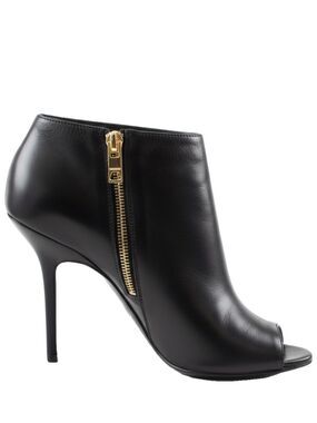 🛍️ Burberry Authentic Black Leather Peep-Toe Stiletto Ankle Boots